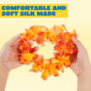 Detailed view of handmade silk flower lei garland showing the soft fabric texture