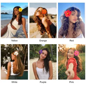Hibiscus flower hair clips in various colors for Hawaiian beach party hair accessory