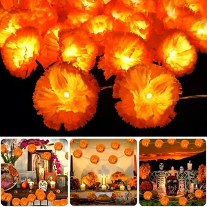 Marigold LED string lights for Day of the Dead and festive holiday decor