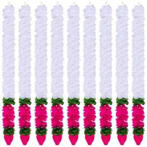 Set of 10 artificial jasmine and pink lotus bud garlands for Diwali and Indian wedding.