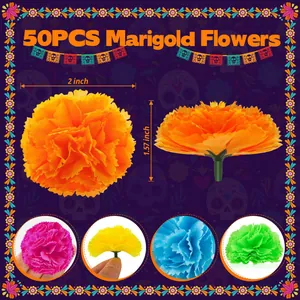 Set da 50 fiori di calendula artificiali arancioni da 2 pollici per decorazioni