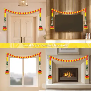 Lebhafte künstliche Ringelblumengirlande für Tür-, Kamin- und Fensterszenarien.