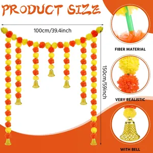 Künstliche Marigold-Girlande mit Glocken für mexikanische Tag der Toten Deko