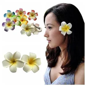 Multi-colored Hawaiian Plumeria foam flower hair clips for women's hair accessories