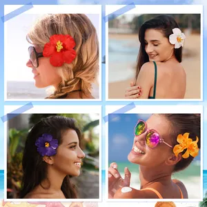 Colorful simulation hibiscus flower hair clips for Hawaiian beach party weddings hair