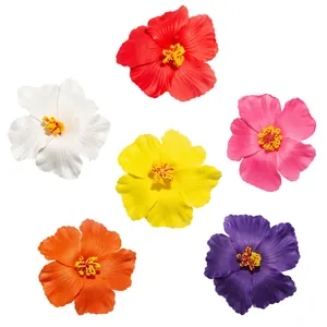 Hawaiian Hibiscus Flower Hair Clips Set Artificial Tropical Foam Flower Hairpins for Women Beach Luau Party Wedding Accessories