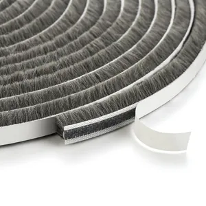 Self-adhesive brush weather stripping for door and window seal, grey dustproof roll