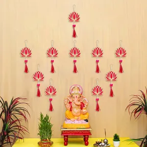 Ornements de lotus en acrylique rouge pour Diwali et décoration de temple à domicile