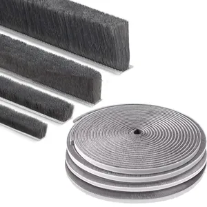 Self-adhesive brush seal weather stripping for door and window soundproofing and insulation