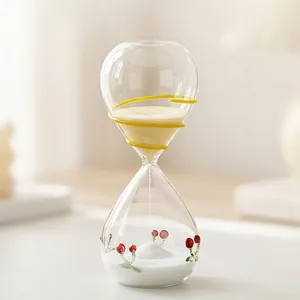 Modern Girly Cherry Hourglass Timer Borosilicate Glass White Sand Desktop Ornament High Aesthetic Home Decor Gift