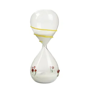 Creative cherry pattern hourglass with white sand for modern home office desktop decoration
