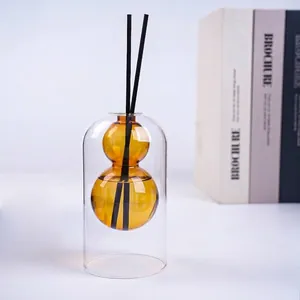 Elegant modern Chinese style amber gourd glass aromatherapy diffuser bottle for home decor
