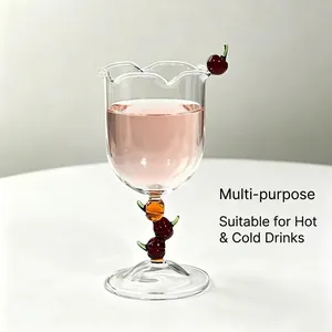 Creative Cherry Pumpkin Stem Glass Wine Goblet Borosilicate Glass Champagne Flute Artistic Juice Cup For Party Wedding Decor