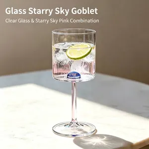 Starry Sky Borosilicate Glass Wine Glass Creative Universe Design Pink Stem Champagne Flute For Party Wedding Drinking