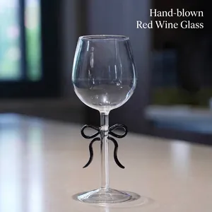 Hand-blown High Borosilicate Glass Wine Glass With Bow-knot Design Creative Vintage Goblet For Wedding Party Drinkware