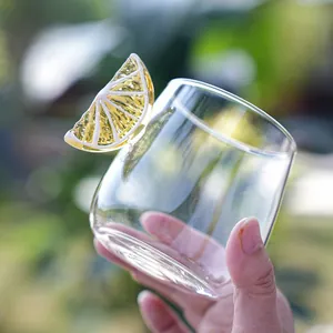 Kreative 3D Tiergriff Borosilikatglas Tasse Süße Cartoon Zitrone Vogel Schleife Muster Wasser Saft Becher Transparentes Trinkgeschirr