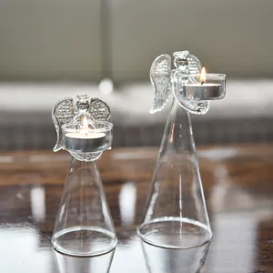 Elegant glass angel candle holders for romantic home decor and wedding table settings