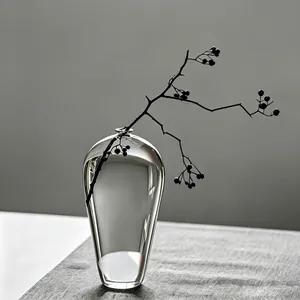 Μινιμαλιστικό γυάλινο βάζο Wabi-sabi για κομψή διακόσμηση σπιτιού και λουλούδια