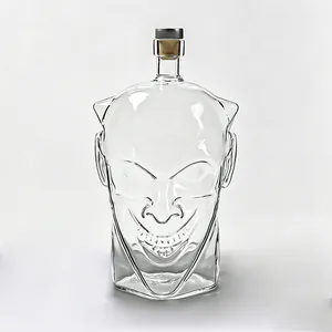 Bouteille en verre en forme de Joker diabolique avec bouchon hermétique pour le bar