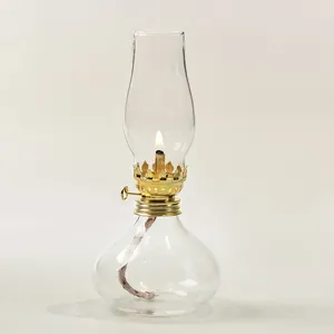 Vintage adjustable clear glass kerosene lamp for elegant retro home decoration lighting