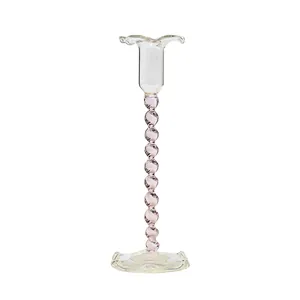 Elegant European style spiral glass candle holder for vintage home or wedding decor