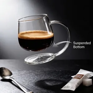 Taza de café flotante única de vidrio de borosilicato resistente al calor