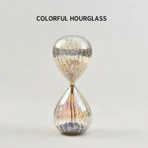 Modern Iridescent Sequin Glass Hourglass Timer Fashion Home Office Desk Decor Ornament Colorful Glitter Sand Clock Gift
