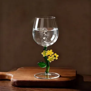 Kreatives Blumenstiel Weinglas Borosilikatglas Champagnerflöte Elegantes Pflanzenmotiv Bordeaux Glas Für Hochzeitsfeier
