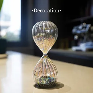 Elegant creative colorful sequin glass hourglass timer for modern home and office decoration