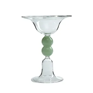 Elegante candeliere europeo in vetro con stelo a sfere verdi per decorazione casa