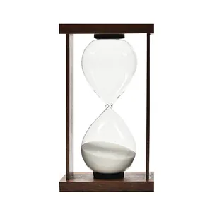 Vintage wooden frame glass hourglass timer for 30 minutes home desk decoration