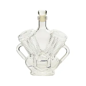 Decantador de whisky único con forma de motor V8 y diseño de motocicleta vintage