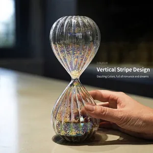 Modern colorful sequin glass hourglass timer for stylish home and office desk decor