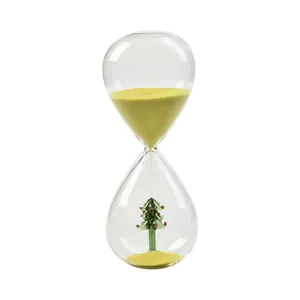Creative 30-minute glass hourglass timer with Christmas tree figurine and yellow sand