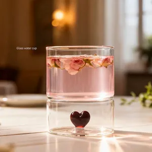 Creative 3D Heart Double Walled Glass Cup 270ml Ins Style High Borosilicate Heat Resistant Coffee Milk Tea Water Cup Gift
