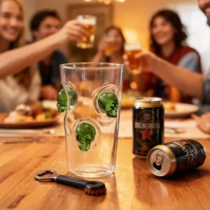 Nieuwigheid Schedel Ingelegd Hoog Borosilicaatglas Bierpul Hittebestendig Transparante Drinkbeker Voor Thuis Bar Feest Cadeau Gotisch Glaswerk
