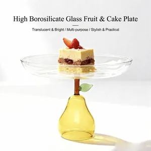 Piatto in Vetro a Forma di Frutta Creativa Supporto per Torte in Vetro Borosilicato Resistente al Calore Decorazione Natalizia
