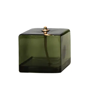 Lampada a olio quadrata in vetro verde scuro per decorazione domestica moderna