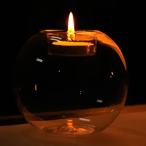 Portacandele sferico in vetro moderno per matrimoni romantici e decorazioni per casa.