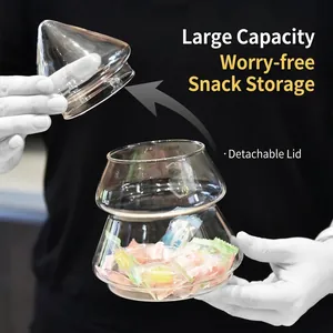 Christmas tree shaped glass candy storage jar with lid for home decor and snacks.