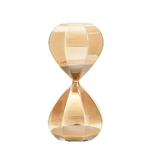 Elegant Nordic gold diamond faceted glass sand timer hourglass for modern home decor