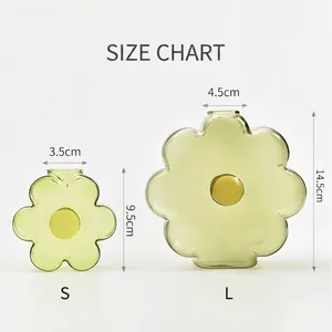 Creative flower shaped green glass vase size specifications for small and large flower vases