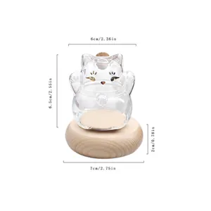 Dimensions détaillées du bocal en verre chat avec bouchon et socle bois