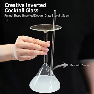 Kreatives Invertiertes Trichterform Cocktailglas Mit Glasstrohhalm Hochborosilikatglas Auslaufsicherer Weinglas Einzigartig