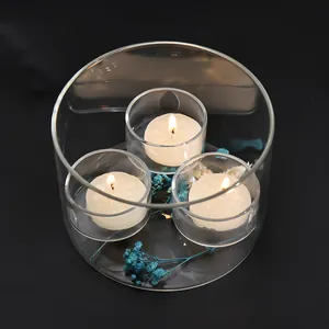 Elegant European windproof glass candle holder set for romantic dinner table décor