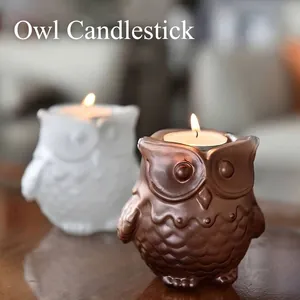 Creative European style owl candle holder for warm home decor and candlelight dinners