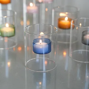Portacandele in vetro antivento stile europeo per decorazione tavolo cena romantica.