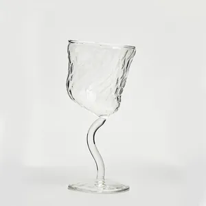 Calice da vino creativo texture ghiacciaio con stelo attorcigliato e design unico