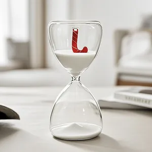 Elegante reloj de arena de cristal de 15 minutos con diseño de bastón de caramelo