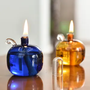 Moderna lampada a olio sferica in vetro colorato per decorazione da tavolo